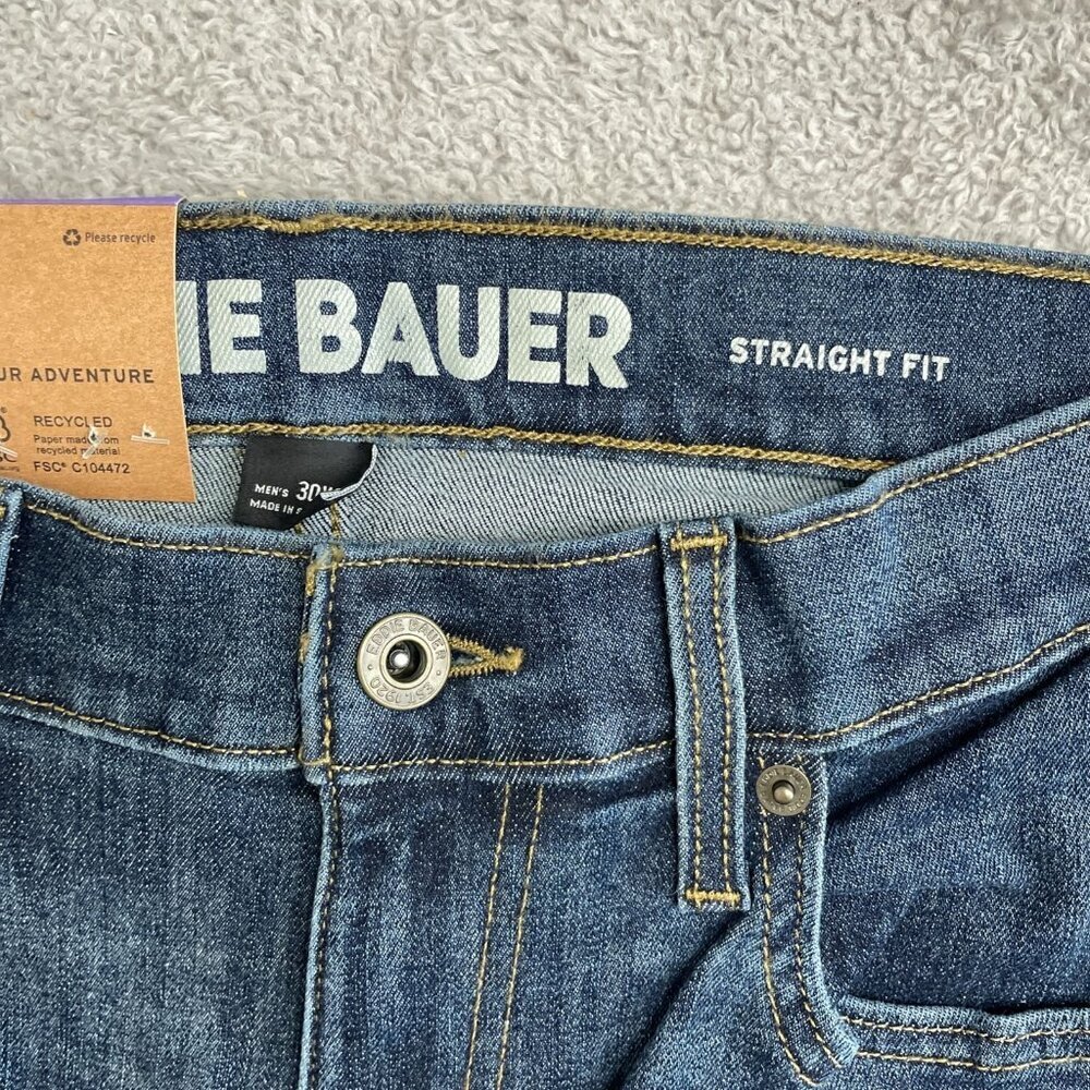 NEW Eddie Bauer Men's 30x30 Stretch Straight Fit Denim Jeans Blue - Picture 7 of 9